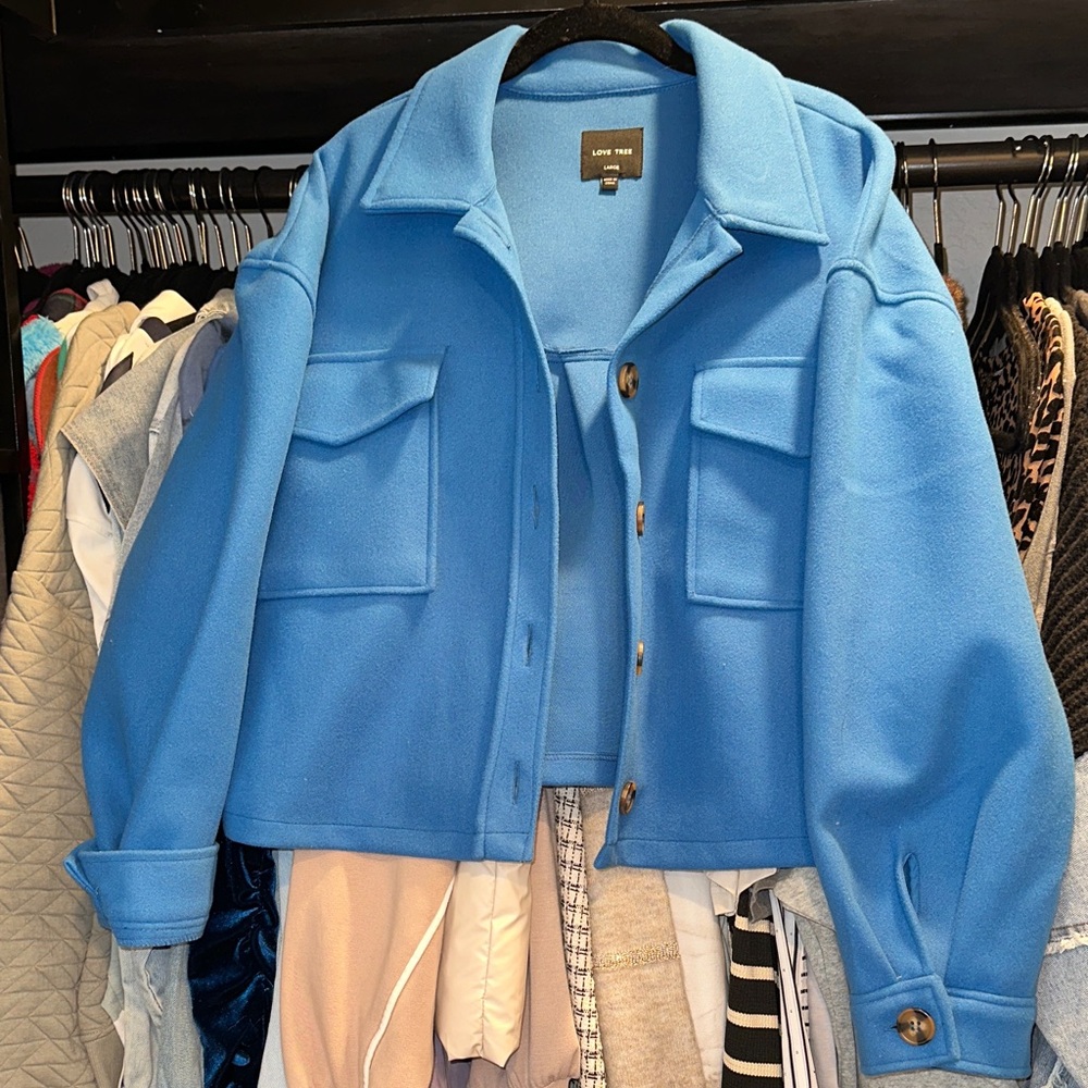 Love Tree Vibrant Blue Utility Jacket